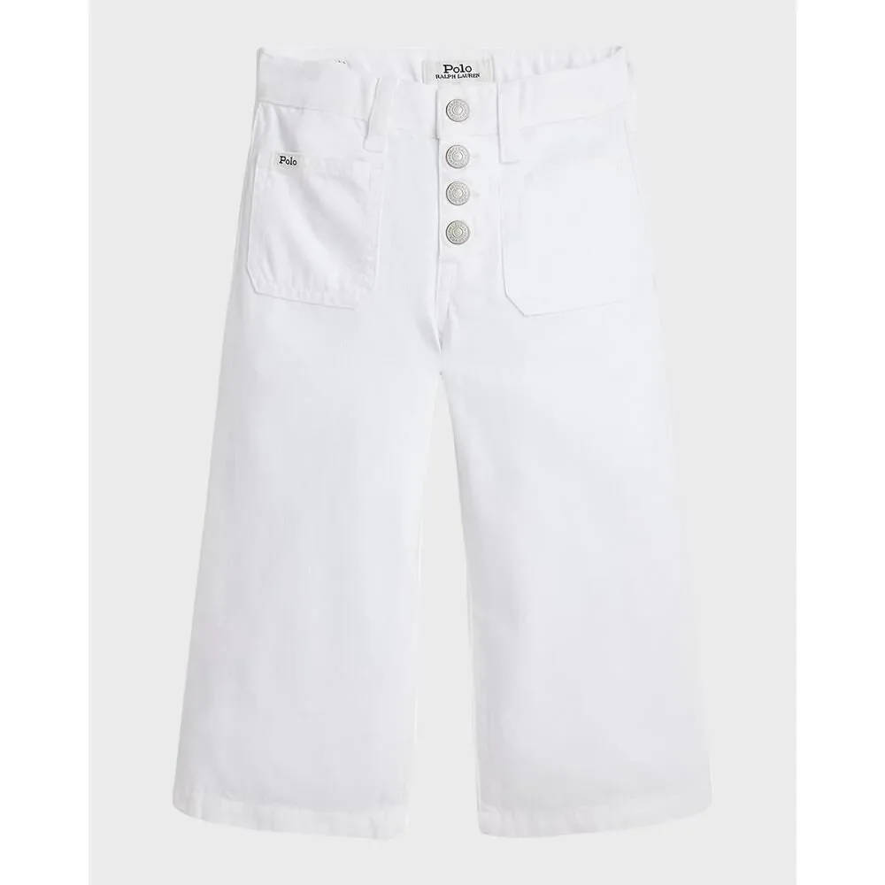 Polo Ralph Lauren Girls Cropped Wide Leg White‎ Denim Jeans Size 7